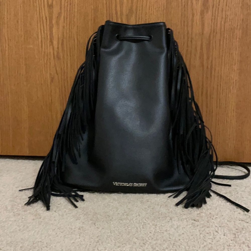Victoria Secret black fringe backpack